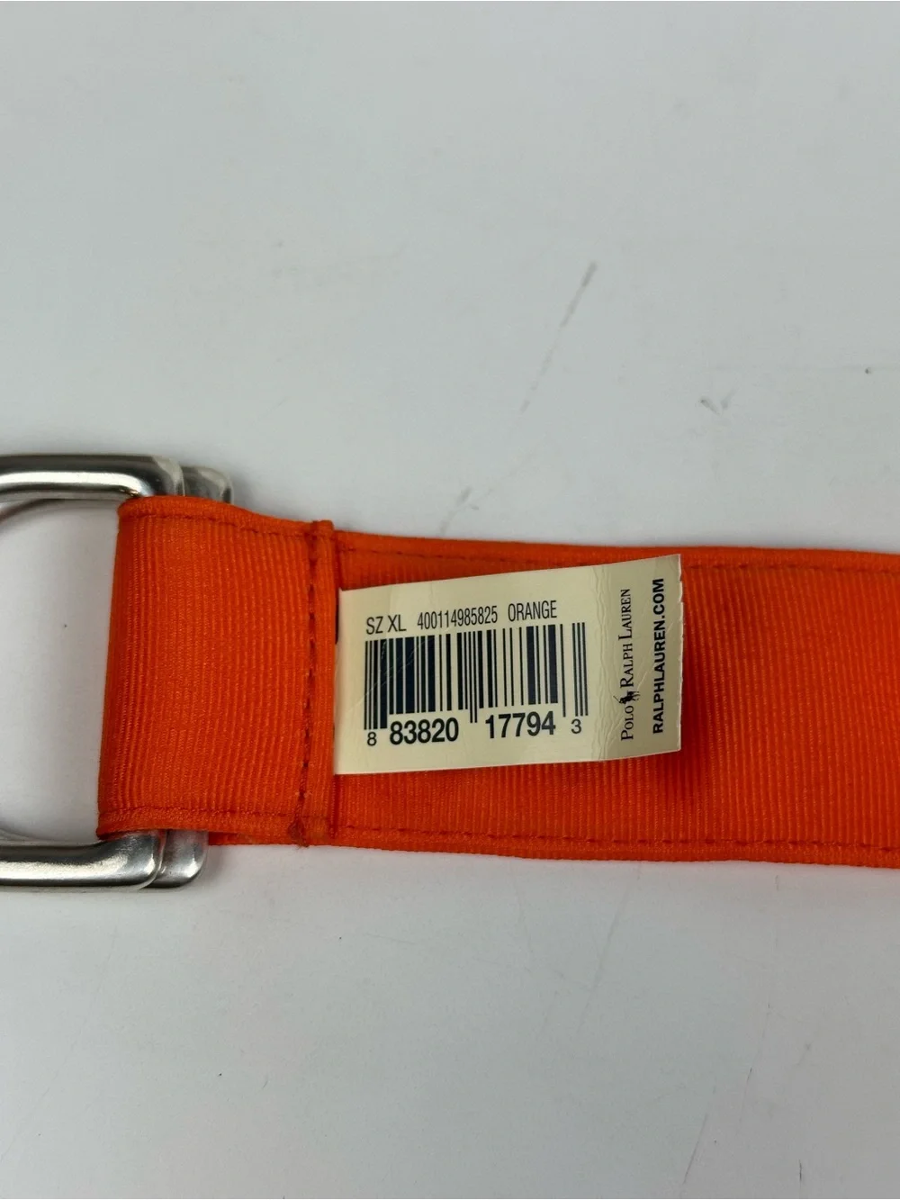 Polo by Ralph Lauren Bright Orange Canvas D-Ring Ribbon Belt